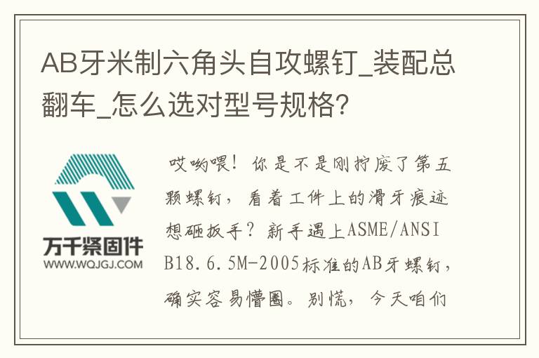 AB牙米制六角頭自攻螺釘_裝配總翻車(chē)_怎么選對(duì)型號(hào)規(guī)格？